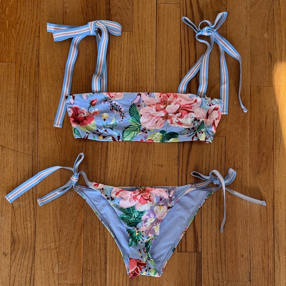 Zimmermann Bellitude Tie Bandeau Floral Bikini